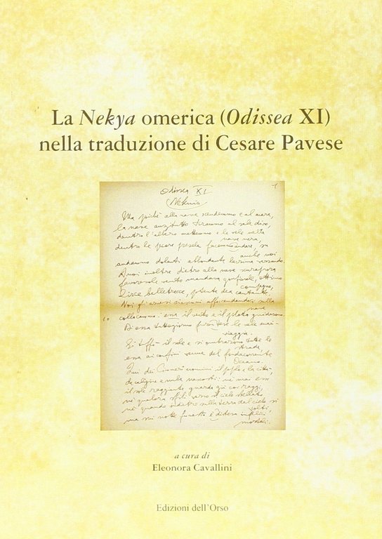 La Nekyia Omerica (Odissea XI) nella traduzione di Cesare Pavese