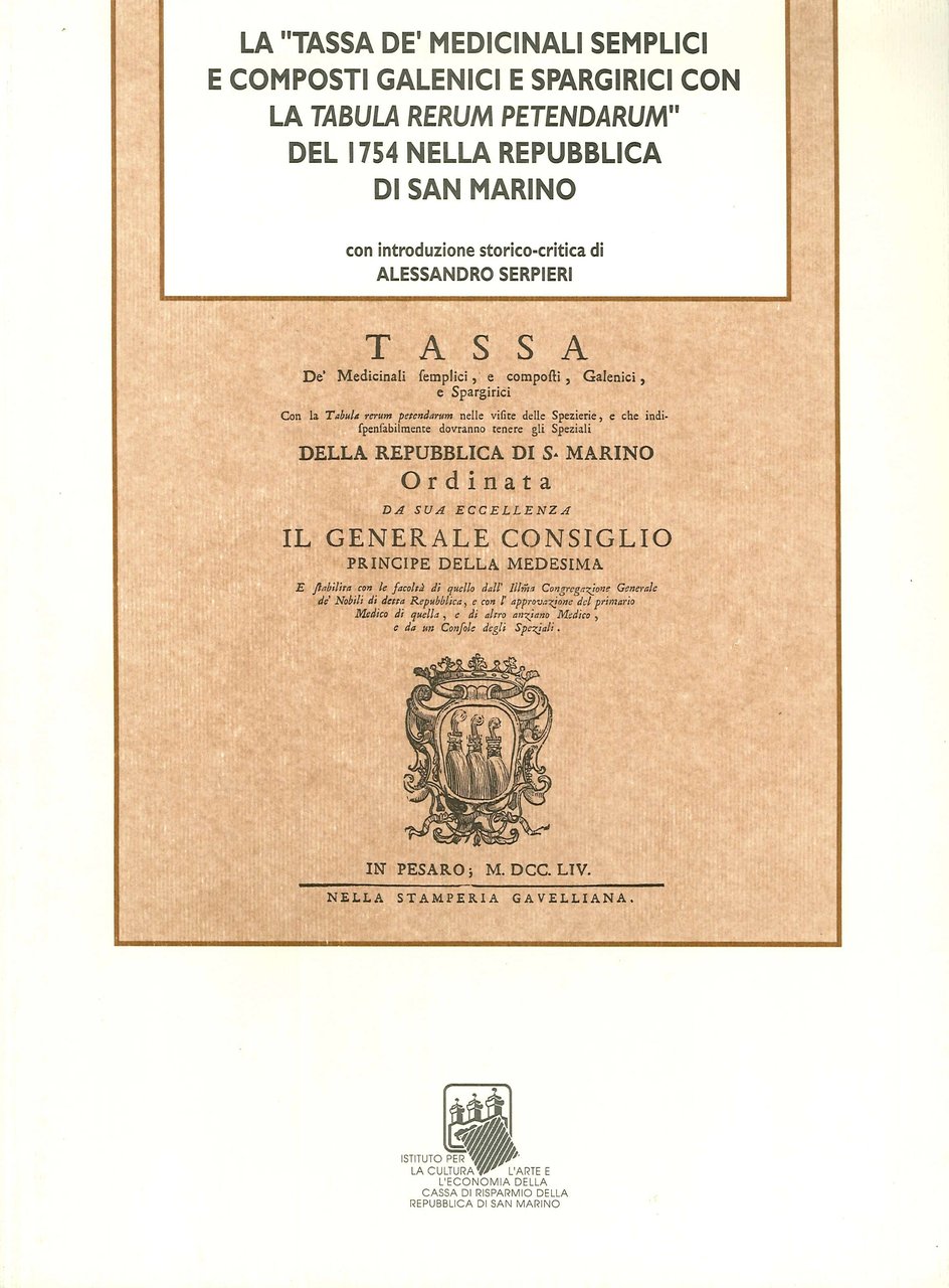 La tassa de' medicinali semplici e composti galenici e spargirici … | Immagine principale
