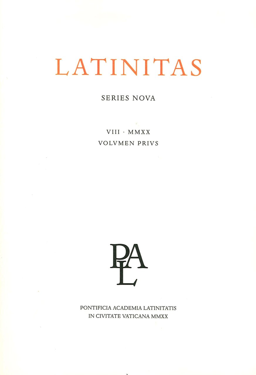 Latinitas. Series Nova. Annata VIII. 1 . 2020. Volumen Prius.