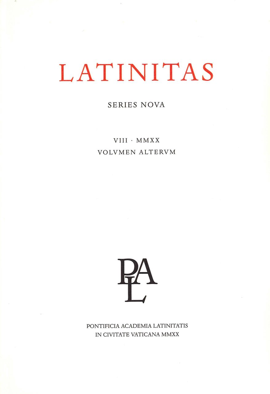 Latinitas. Series Nova. Annata VIII. 2 . 2020. Volumen Alterum.