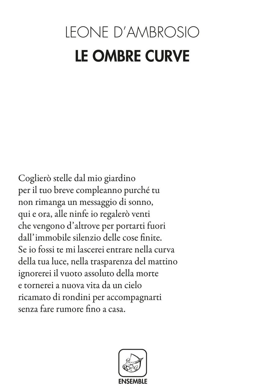 Le ombre curve, Roma, Edizioni Ensemble, 2020 | Immagine principale