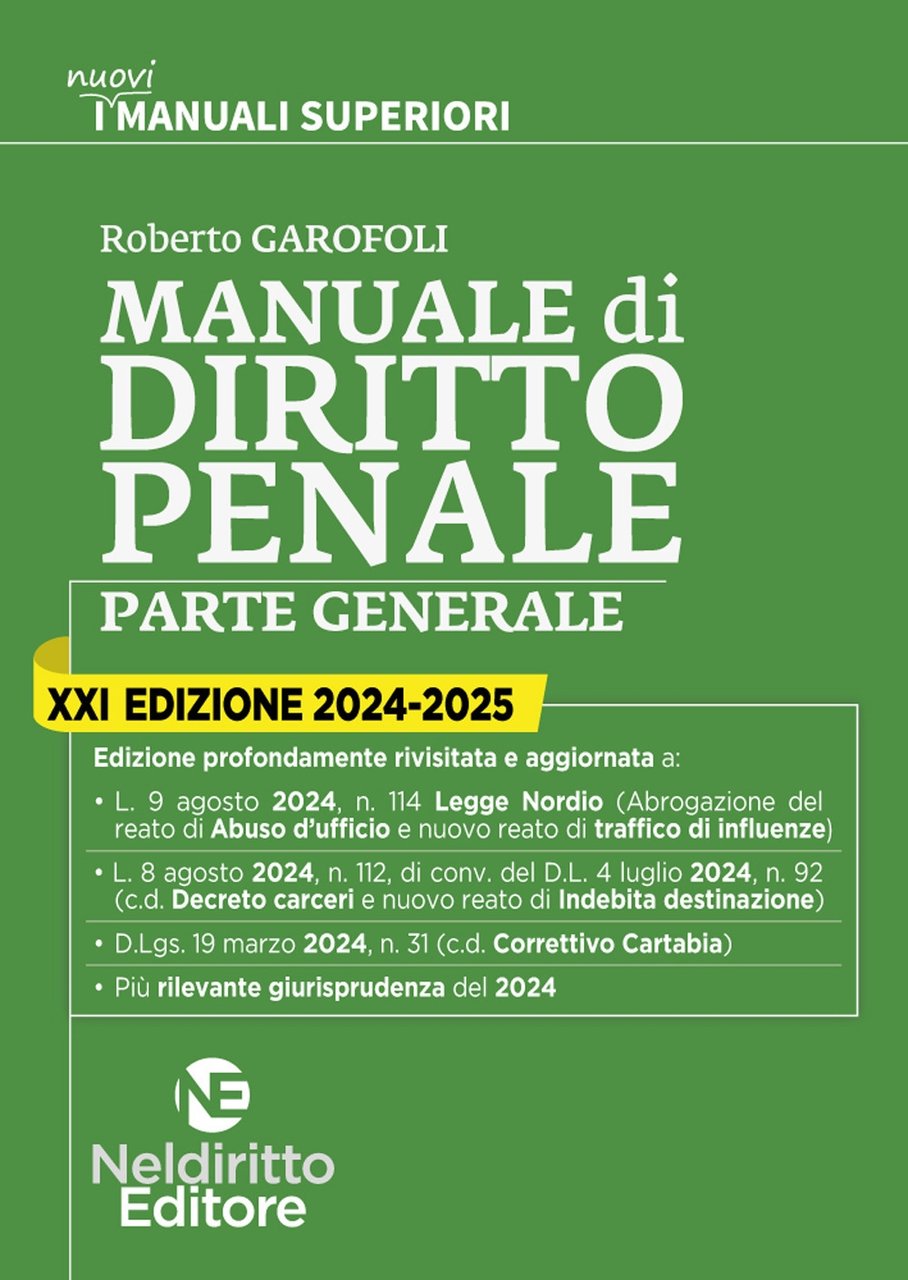 Manuale di diritto penale. Parte generale 2024-2025