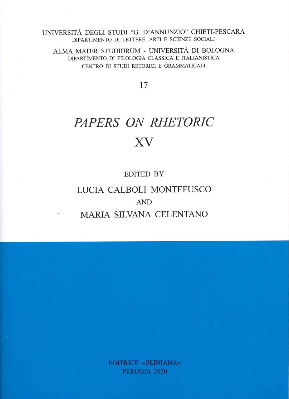 Papers On Rhetoric XV, Selci di San Giustino, Pliniana, 2020