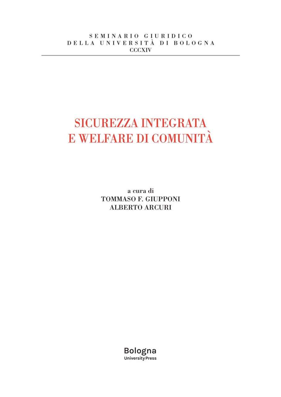 Sicurezza integrata e welfare di comunità