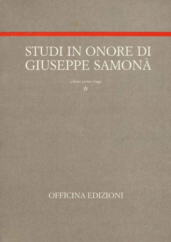 Studi in Onore di Giuseppe Samonà, Roma, Officina Edizioni, 1988