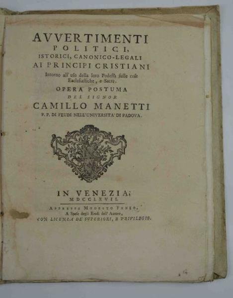 Avvertimenti politici, istorici, canonico-legali ai principi cristiani intorno all'uso delle …