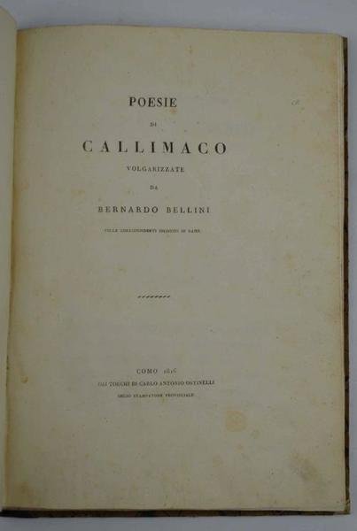 Poesie. volgarizzate da Bernardo Bellini colle corrispondenti incisioni in rame. | Immagine Gallery 2