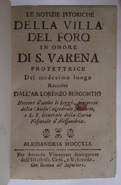 Le notizie istoriche della Villa del Foro in onore di …