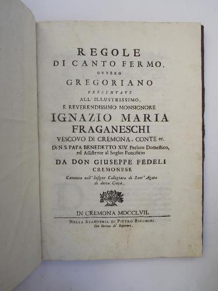 Regole di Canto Fermo ovvero Gregoriano.