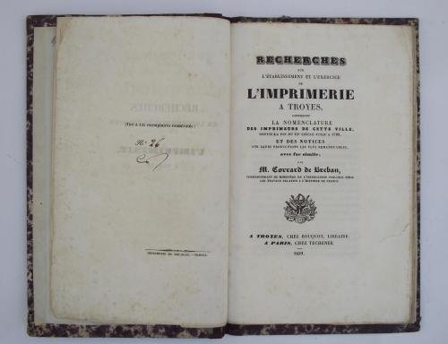 Recherches sur l'établissement et l'exercise de l'imprimerie a Troyes… | Immagine principale