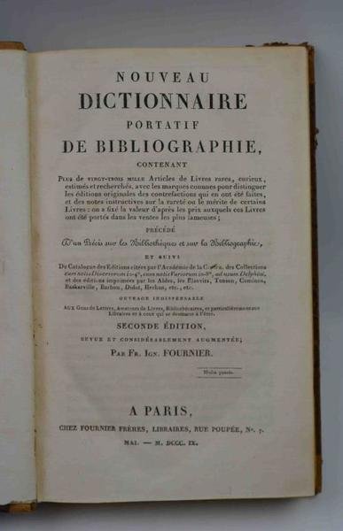 Nouveau Dictionnaire portatif de Bibliographie contenant Plus de vingt-trois mille … | Immagine principale