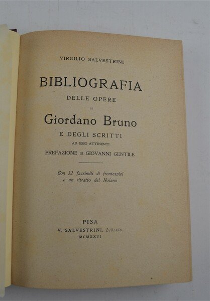 Bibliografia delle opere di Giordano Bruno e degli scritti ad …