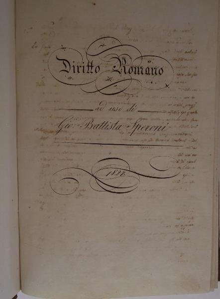 Diritto Romano ad uso di Gio. Battista Speroni. 1827.