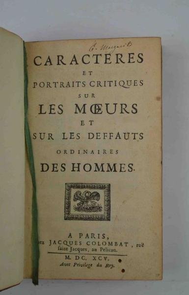 Caracteres et portraits critiques sur les Moeurs et sur les … | Immagine principale
