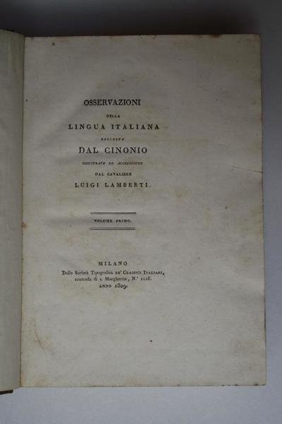 Osservazioni della Lingua Italiana raccolte dal Cinonio illustrate ed accresciute …