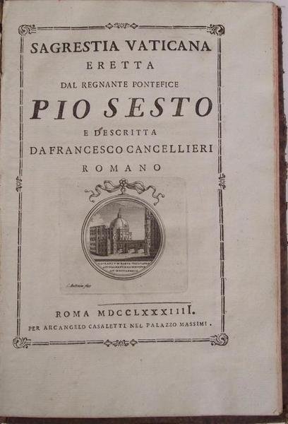 Sagrestia Vaticana eretta dal regnante Pontefice Pio Sesto e descritta. | Immagine principale