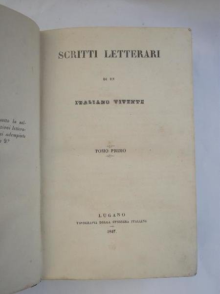 Scritti letterari di un italiano vivente. | Immagine Gallery 2