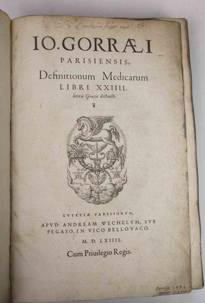 Definitionum Medicarum Libri XXIIII literis graecis distincti.