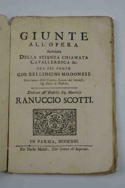 Giunte all'opera intitolata Della scienza chiamata cavalleresca…