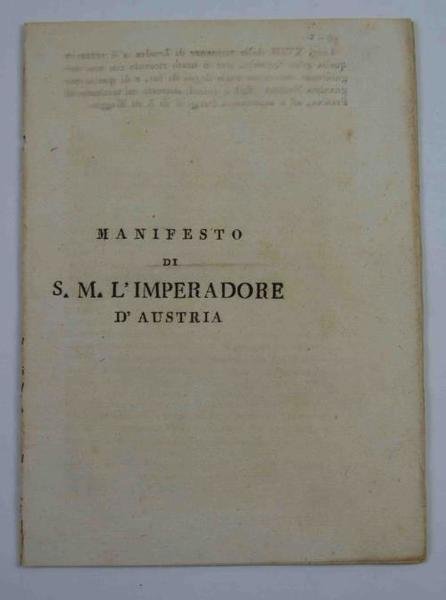Manifesto di S.M. L'Imperadore d'Austria. | Immagine principale