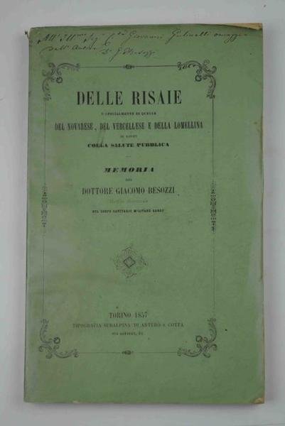 Delle risaie e spezialemente di quelle del novarese, del vercellese … | Immagine principale