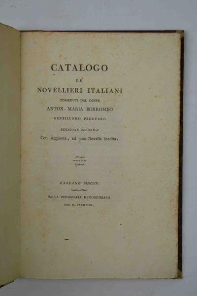 Catalogo de' Novellieri italiani… Edizione seconda Con Aggiunte, ed una … | Immagine Gallery 2