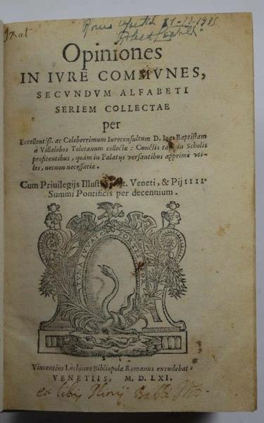 Opiniones in iure communes, secundum alfabeti seriem collectae…