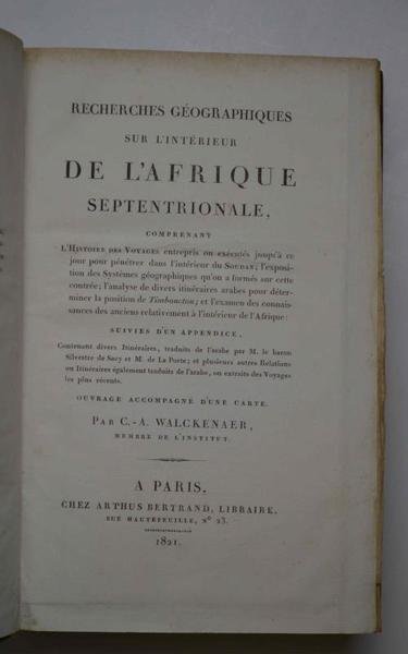 Recherches géographiques sur l'intérieur de l'Afrique septentrionale.