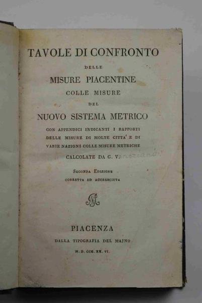 Tavole di confronto delle misure piacentine colle misure del nuovo … | Immagine Gallery 3