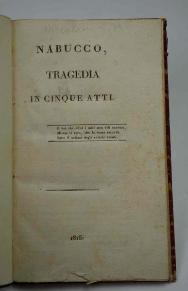 Nabucco, tragedia in cinque atti. | Immagine principale