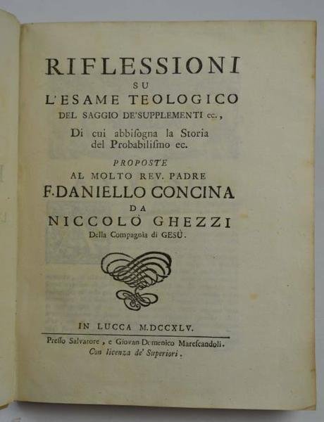 Riflessioni su l'esame teologico del Saggio de' supplementi ec., di …