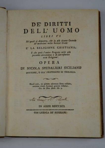De' diritti dell'uomo libri VI. Ne' quali si dimostra, che …