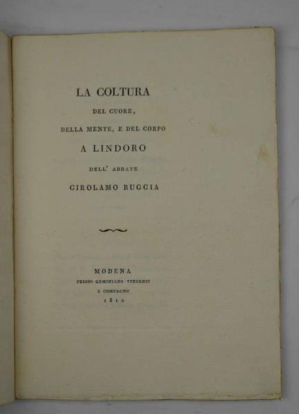 La coltura del cuore, della mente, e del corpo a …