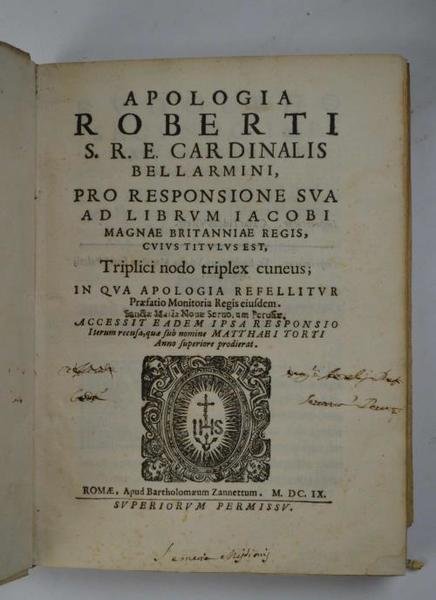 Apologia Roberti S. R. E. Cardinalis Bellarmini, pro responsione sua …