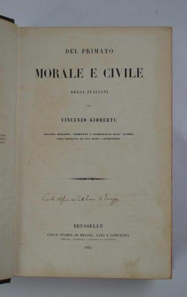 Del primato morale e civile degli Italiani. Seconda edizione corretta …