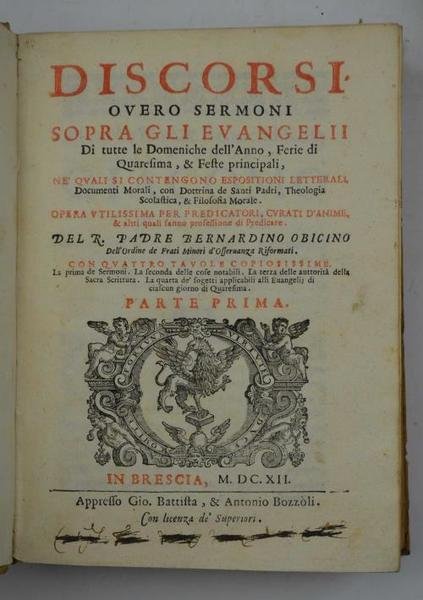 Discorsi overo sermoni sopra gli Evangelii di tutte le Domeniche … | Immagine Gallery 3