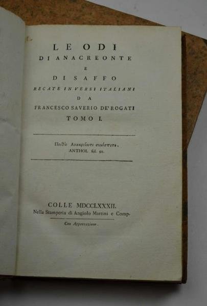 Le odi. recate in versi italiani da Francesco Saverio de' … | Immagine Gallery 2