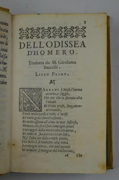 L'Odissea d'Homero tradotta in volgare fiorentino da M. Girolamo Baccelli…