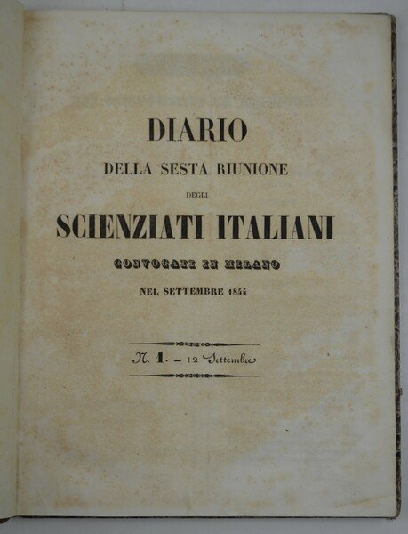 Diario della sesta riunione degli scienziati italiani convocati in Milano … | Immagine principale