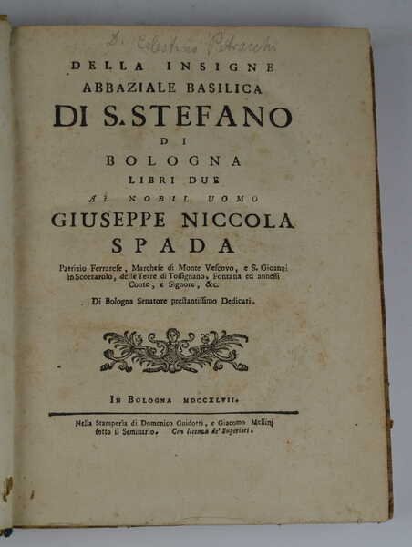 Della Insigne abbaziale Basilica di S. Stefano di Bologna, libri … | Immagine principale