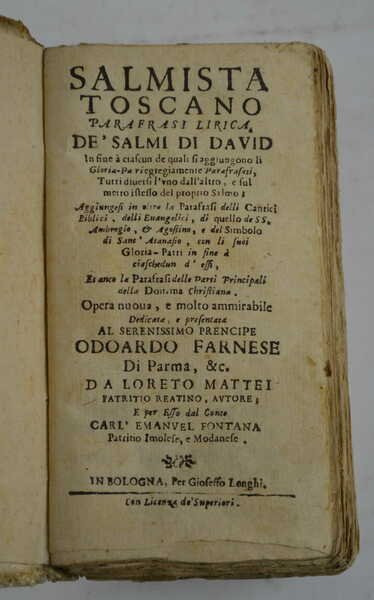 Salmista toscano. Parafrasi lirica de' Salmi di David.