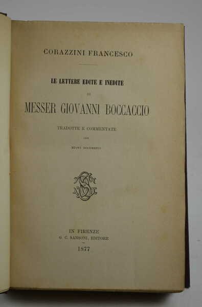 Le lettere edite e inedite di Messer Giovanni Boccaccio tradotte … | Immagine principale