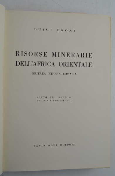 Risorse minerarie dell'Africa orientale. Eritrea-Etiopia-Somalia.