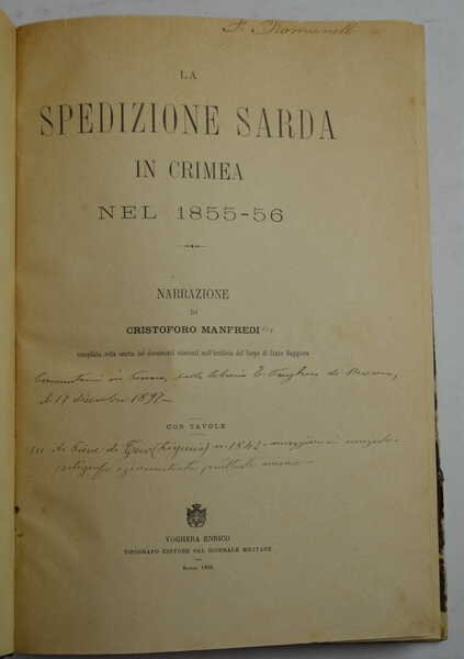 La spedizione sarda in Crimea nel 1855-56. Narrazione.