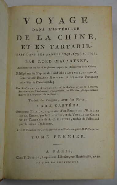 Voyage dans l'intérieur de la Chine et en Tartarie, fait …