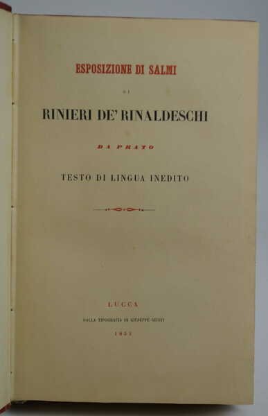 Esposizione di Salmi. testo di lingua inedito.