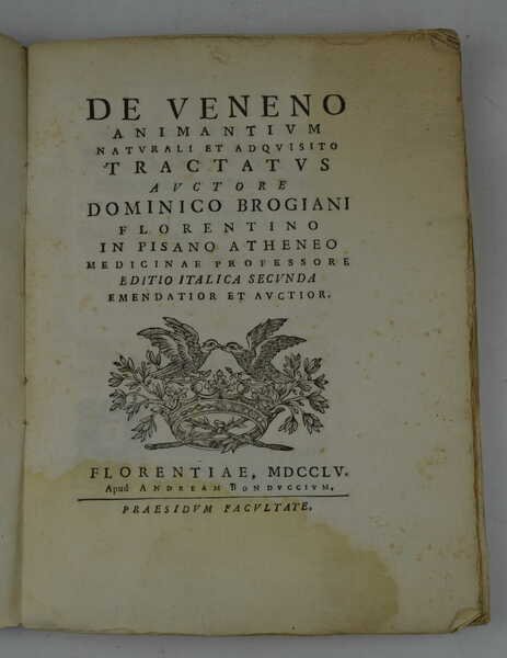 De veneno animantium naturali et adquisitio. Tractatus… Editio italica secunda …