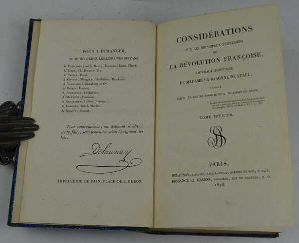 Considérations sur les principaux événemens de la Révolution françoise, ouvrage …