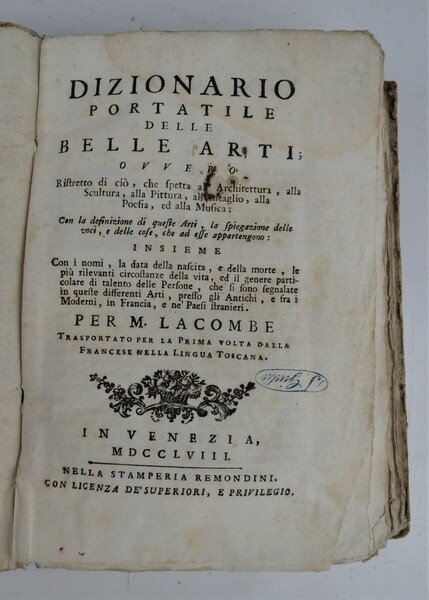 Dizionario portatile delle belle arti; ovvero Ristretto di ciò, che …