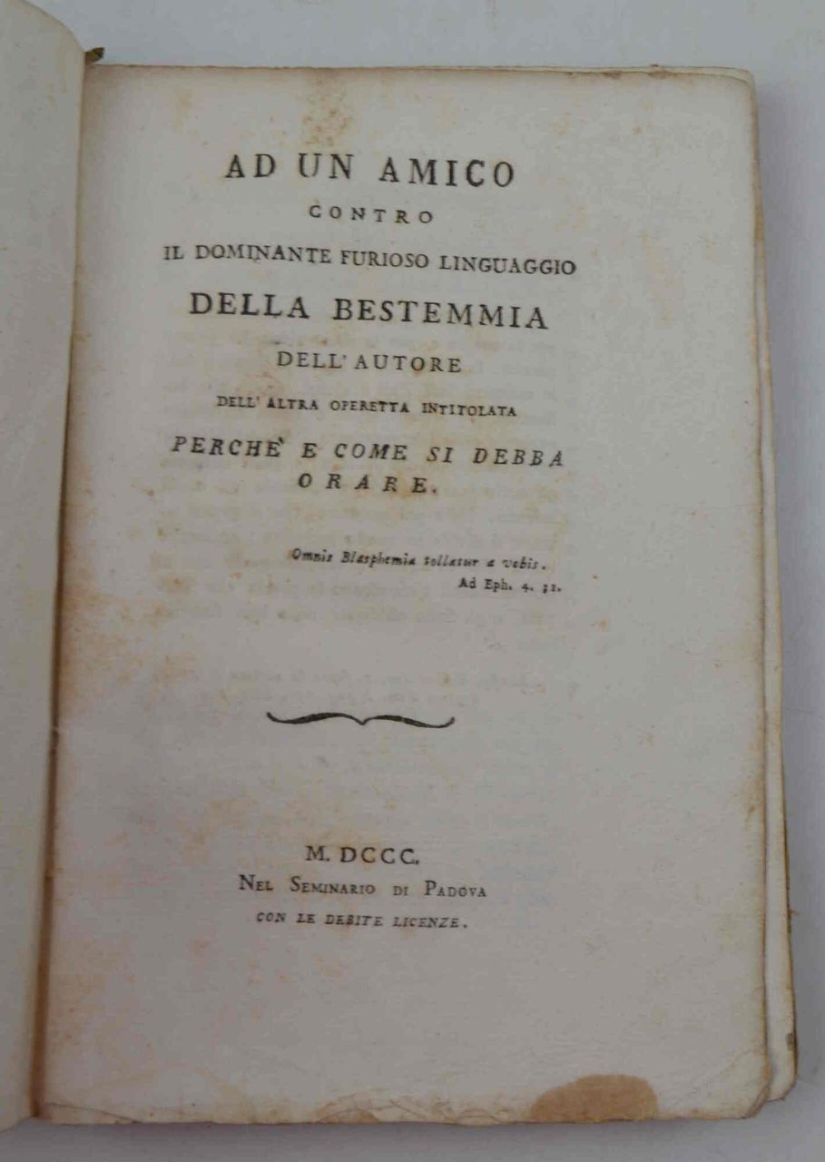 Ad un amico contro il dominante furioso linguaggio della bestemmia … | Immagine principale